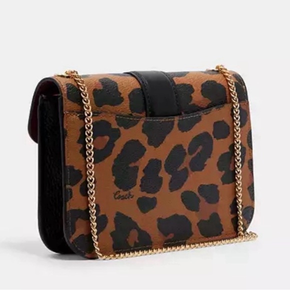 Coach Tan and Black Crossbody Bag with Gold Chain - Picture 2 of 4